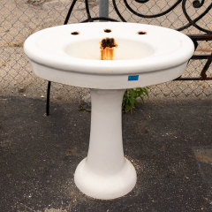 #35216 - Salvaged Cast Iron Oval Pedestal Sink image