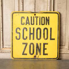 #37293 - Vintage&nbsp;Painted&nbsp;Metal&nbsp;SCHOOL&nbsp;ZONE&nbsp;Sign&nbsp;image