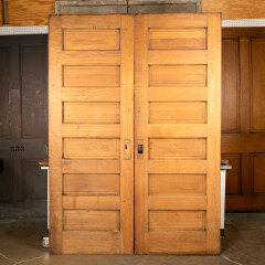 #44225 - 64x90 Antique Oak 6 Panel Pocket Doors image