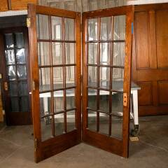 #47189 - 66x79&nbsp;Antique&nbsp;Oak&nbsp;15&nbsp;Lite&nbsp;French&nbsp;Doors&nbsp;image