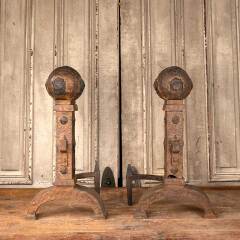 #49790 - Antique Large Cast Iron Fireplace Andirons image