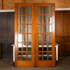 #49923 - 60x96&nbsp;Antique&nbsp;Oak&nbsp;18&nbsp;Lite&nbsp;French&nbsp;Doors&nbsp;image