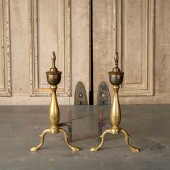 #50338 - Pair of Vintage Brass Fireplace Andirons image