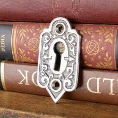 #50763 - Ornate Antique Chrome Keyhole Escutcheon image