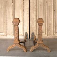 #51044 - Set of Antique Cast Iron Fireplace Andirons image