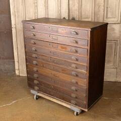 #52151 - 36x35 Antique Wood Flat Drawer File Cabinet image