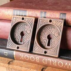 #52488 - Antique Victorian Pocket Door Hardware Pulls image