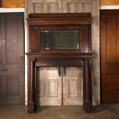 #52825 - 60x89&nbsp;Antique&nbsp;Oak&nbsp;Fireplace&nbsp;Mantel&nbsp;w/&nbsp;Mirror&nbsp;image