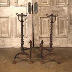 #53318 - Antique&nbsp;Wrought&nbsp;Iron&nbsp;Fireplace&nbsp;Andirons&nbsp;image