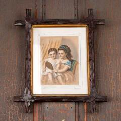 #53392 - Antique&nbsp;Illustration&nbsp;in&nbsp;Carved&nbsp;Wood&nbsp;Frame&nbsp;image