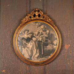 #53489 - Antique&nbsp;Print&nbsp;in&nbsp;Ornate&nbsp;Round&nbsp;Picture&nbsp;Frame&nbsp;image