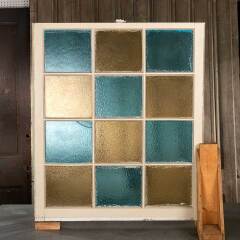 #53809 - 34x40&nbsp;Antique&nbsp;12&nbsp;Lite&nbsp;Colored&nbsp;Glass&nbsp;Window&nbsp;image