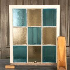#53810 - 27x34&nbsp;Antique&nbsp;9&nbsp;Lite&nbsp;Colored&nbsp;Glass&nbsp;Window&nbsp;image