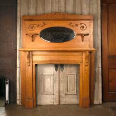 #54026 - 61x78&nbsp;Salvaged&nbsp;Antique&nbsp;Oak&nbsp;Fireplace&nbsp;Mantel&nbsp;image