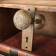 #54710 - Antique&nbsp;Brass&nbsp;Lockwood&nbsp;Door&nbsp;Hardware&nbsp;Set&nbsp;image