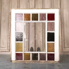 #54783 - 24x27&nbsp;Antique&nbsp;Colored&nbsp;Glass&nbsp;Window&nbsp;Sash&nbsp;image