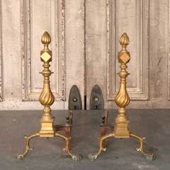 #54932 - Pair&nbsp;of&nbsp;Antique&nbsp;Brass&nbsp;Fireplace&nbsp;Andirons&nbsp;image