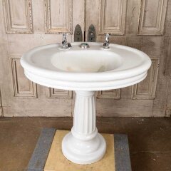 #54970 - 34x32&nbsp;Antique&nbsp;Oval&nbsp;Bathroom&nbsp;Pedestal&nbsp;Sink&nbsp;image