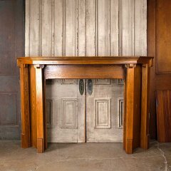 #55148 - 74x50&nbsp;Salvaged&nbsp;Oak&nbsp;Corner&nbsp;Fireplace&nbsp;Mantel&nbsp;image