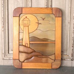 #55359 - 16x20&nbsp;Carved&nbsp;Wood&nbsp;Lighthouse&nbsp;Wall&nbsp;Hanging&nbsp;image