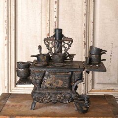 #55518 - Antique&nbsp;Cast&nbsp;Iron&nbsp;Miniature&nbsp;Kitchen&nbsp;Stove&nbsp;Set&nbsp;image