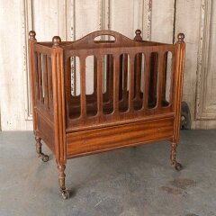 #55567 - Antique&nbsp;Wood&nbsp;Magazine&nbsp;Caddy&nbsp;on&nbsp;Casters&nbsp;image