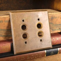 #55687 - Antique&nbsp;Brass&nbsp;Push&nbsp;Button&nbsp;Light&nbsp;Switch&nbsp;Cover&nbsp;image