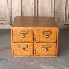 #55745 - Antique&nbsp;Oak&nbsp;4&nbsp;Drawer&nbsp;Library&nbsp;Card&nbsp;Catalog&nbsp;image