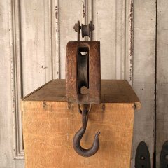 #55797 - Antique&nbsp;Wood&nbsp;&&nbsp;Cast&nbsp;Iron&nbsp;Barn&nbsp;Pulley&nbsp;image