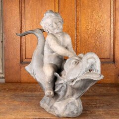#55807 - Antique&nbsp;Cherub&nbsp;&&nbsp;Fish&nbsp;Garden&nbsp;Statue image