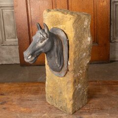 #55869 - Cut&nbsp;Stone&nbsp;with&nbsp;Horse&nbsp;Head&nbsp;Garden&nbsp;Ornament&nbsp;image