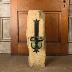 #55874 - Cut&nbsp;Stone&nbsp;w/&nbsp;Pot&nbsp;Holder&nbsp;Garden&nbsp;Ornament&nbsp;image