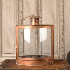 #55935 - 8x14&nbsp;Copper&nbsp;&&nbsp;Glass&nbsp;Lantern&nbsp;Candle&nbsp;Holder&nbsp;image