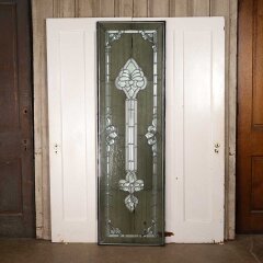 #55991 - 24x79&nbsp;Vintage&nbsp;Leaded&nbsp;Glass&nbsp;Sidelite&nbsp;Window&nbsp;image