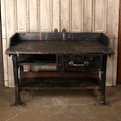 #56320 - 55x37&nbsp;Antique&nbsp;Industrial&nbsp;Wood&nbsp;Workbench image