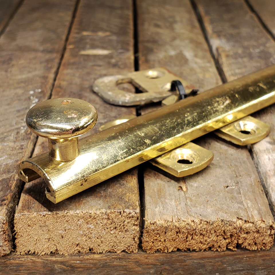 9" Brass Slide Bolt with Strike Plate