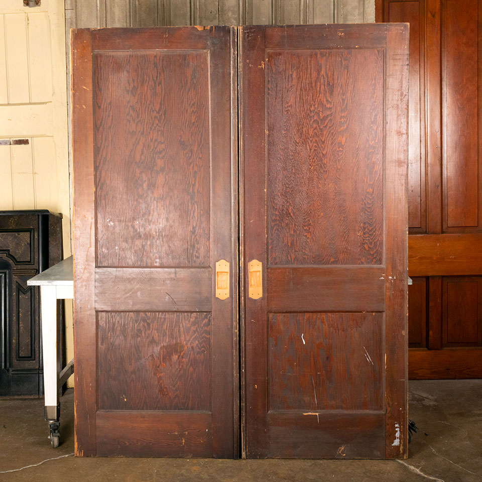 62x80 Salvaged 2 Panel Pine Pocket Doors