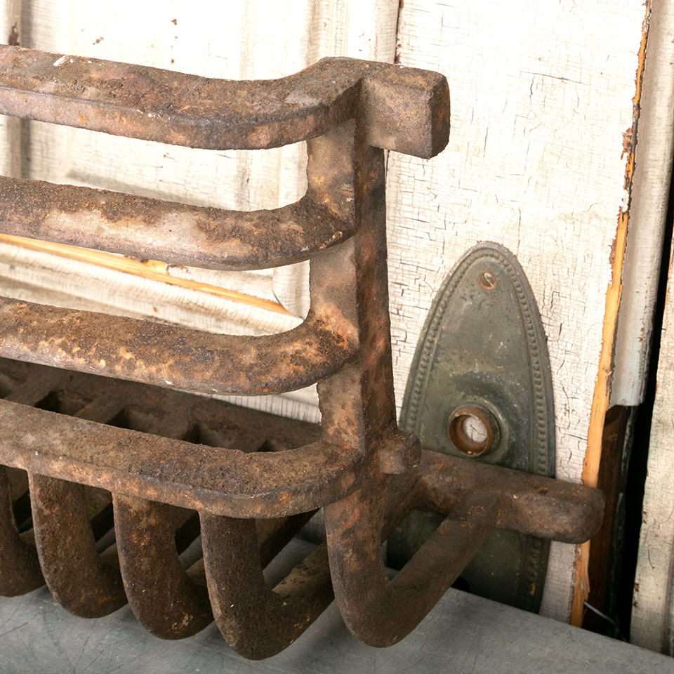 Salvaged Cast Iron Fireplace Coal Basket