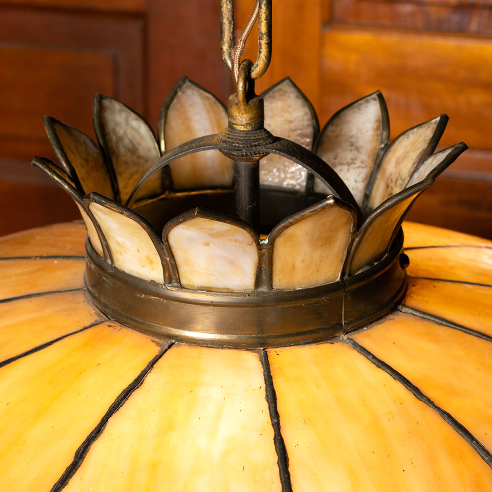 Salvaged Antique Stained Glass Chandelier