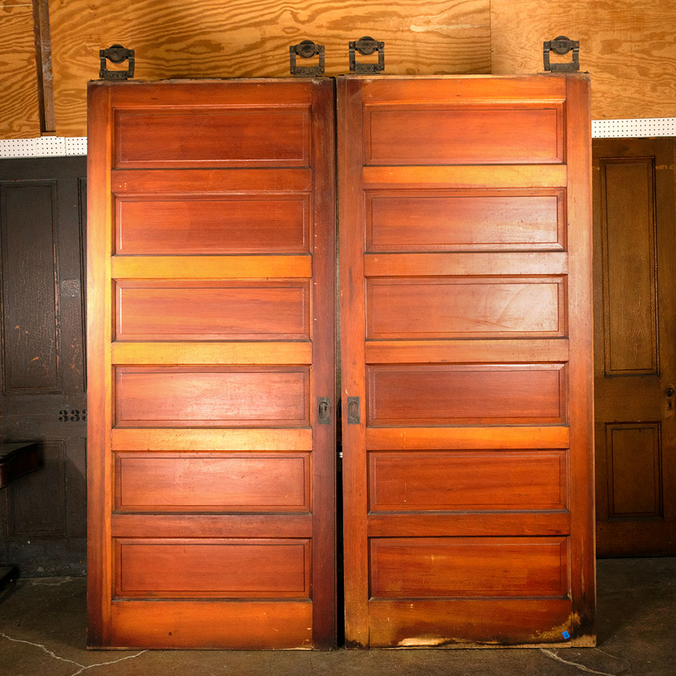 84x96 Salvaged Antique 6 Panel Pocket Doors