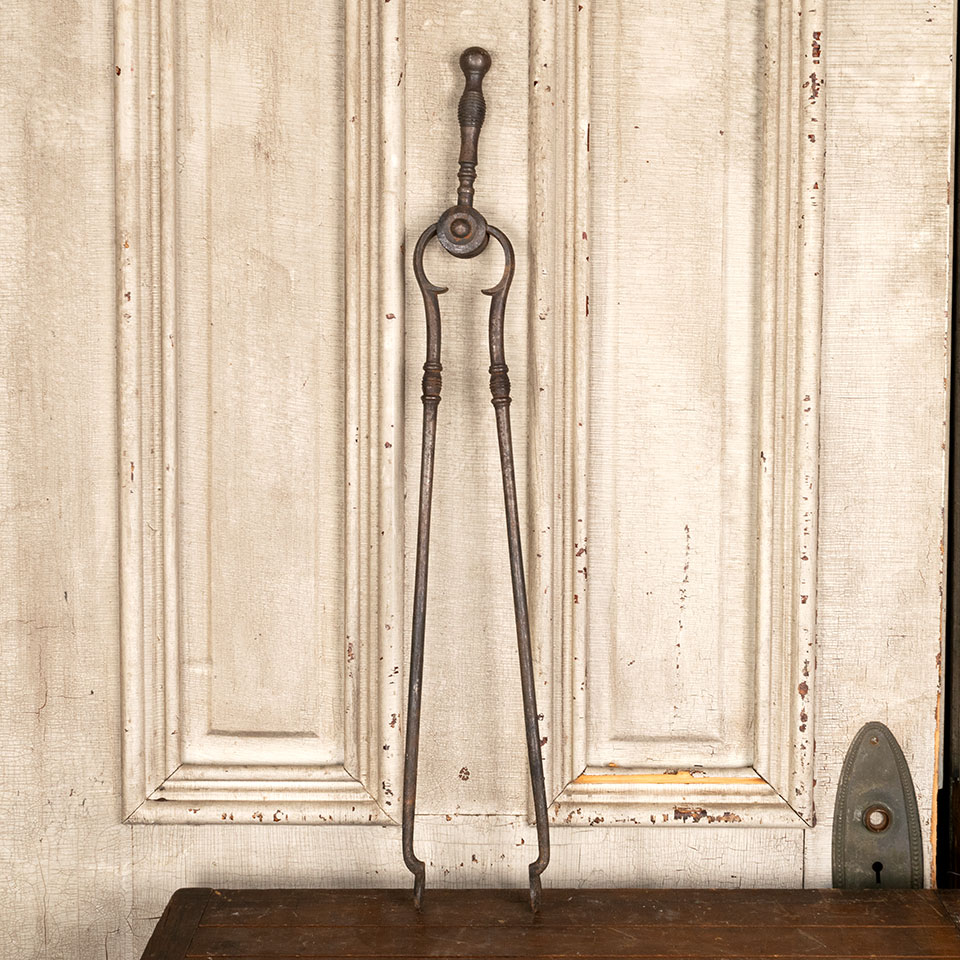 Antique Cast Iron Fireplace Tongs