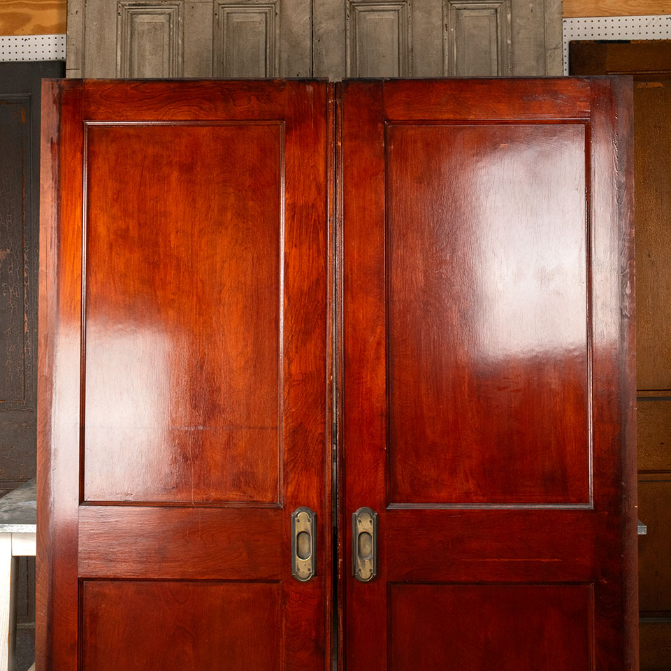 62x80 Salvaged Antique 2 Panel Pocket Doors