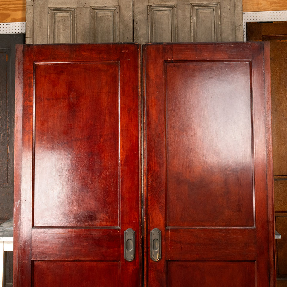62x80 Salvaged Antique 2 Panel Pocket Doors