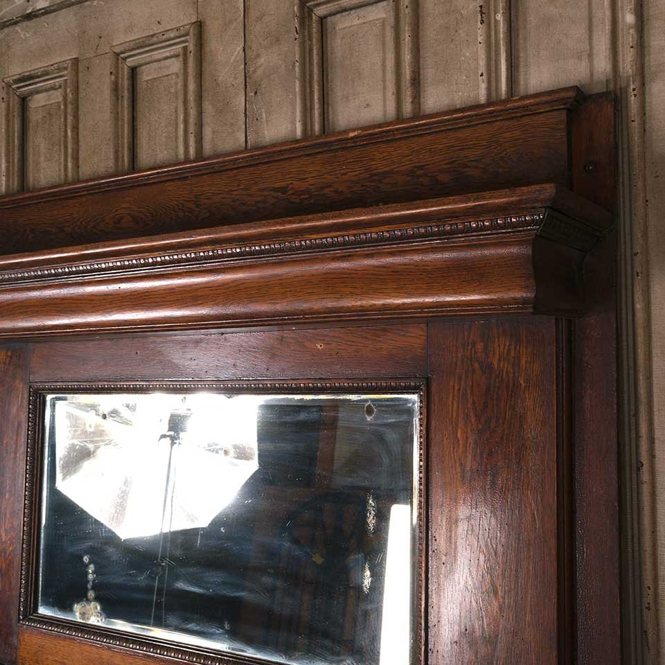 60x89 Antique Oak Fireplace Mantel w/ Mirror image 8