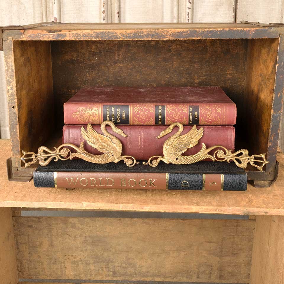 Antique Cast Brass Swan Furniture Appliqués image 1