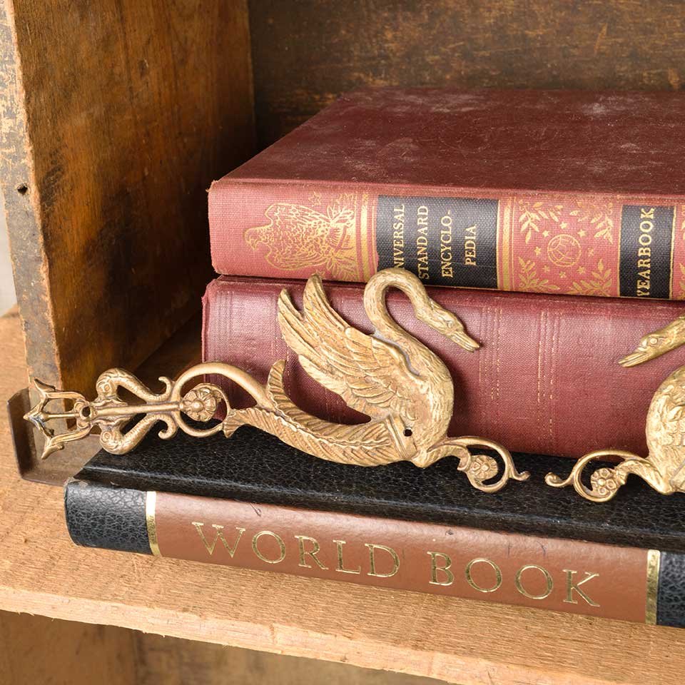 Antique Cast Brass Swan Furniture Appliqués image 2