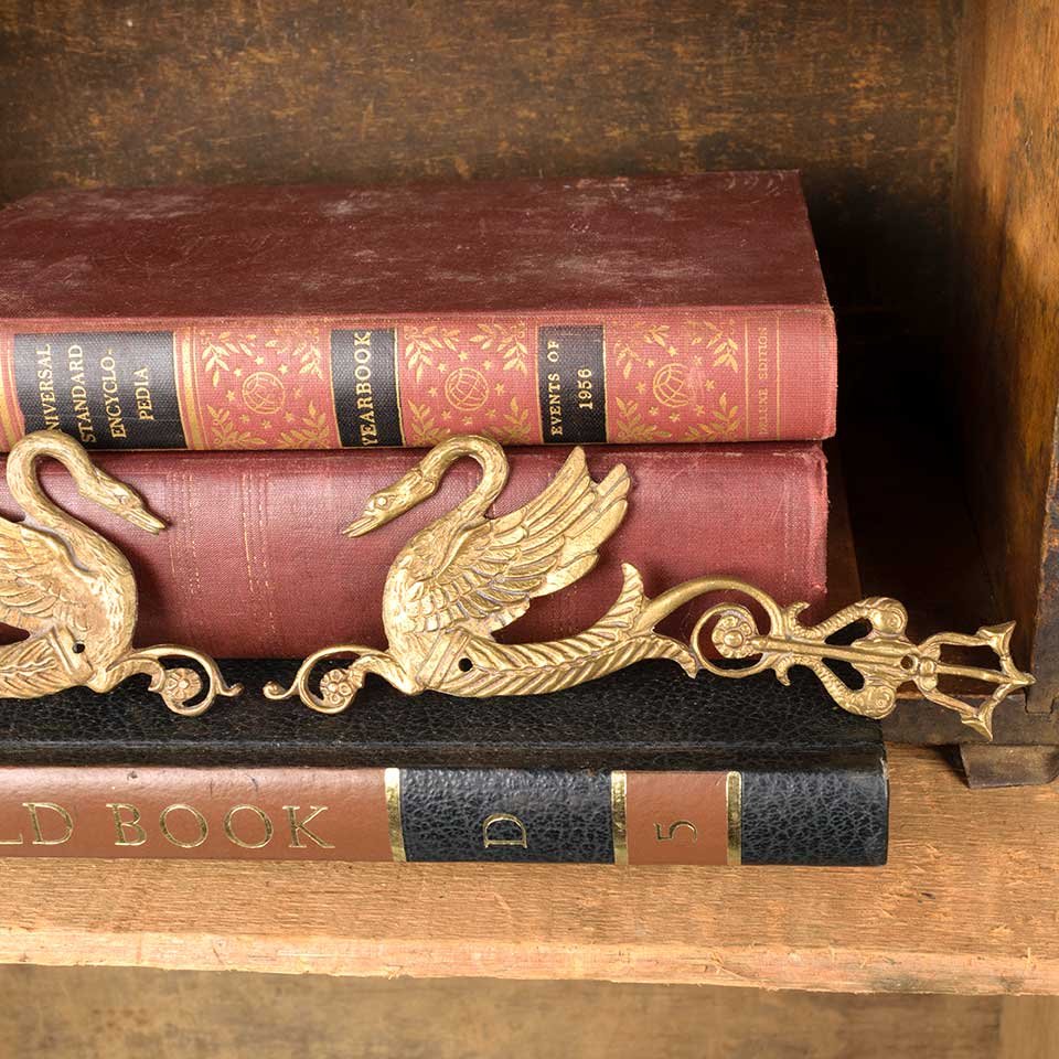 Antique Cast Brass Swan Furniture Appliqués image 3
