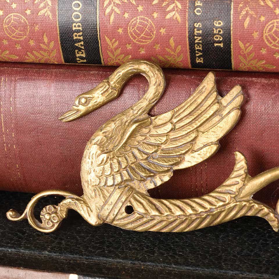 Antique Cast Brass Swan Furniture Appliqués image 4
