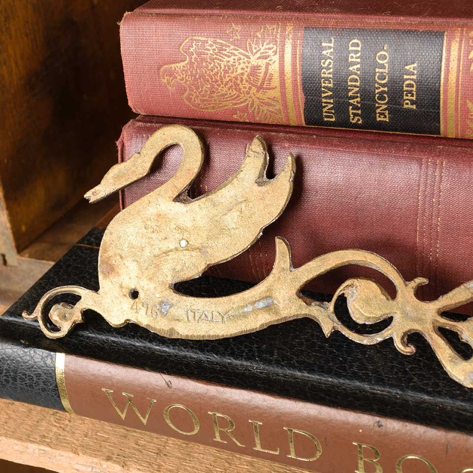 Antique Cast Brass Swan Furniture Appliqués image 6
