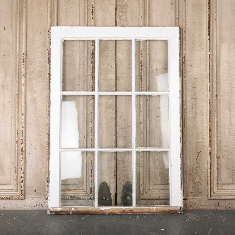 27x38 Antique Divided 9 Lite Wood Window image 1